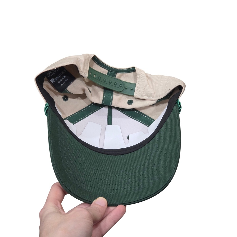 Stranger Things Hawkins High School Retro Snapback Hat Green Tan Baseball Cap - Picture 4 of 5